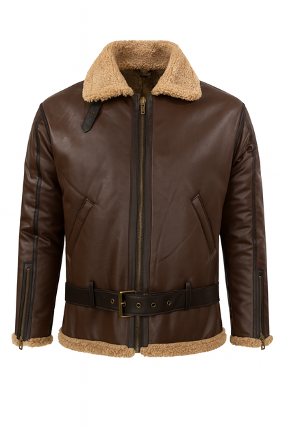 Men's Sheepskin Flying Jacket Warm Brown