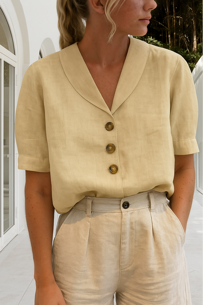 Women's V-Neck Blouse Shawl Collar