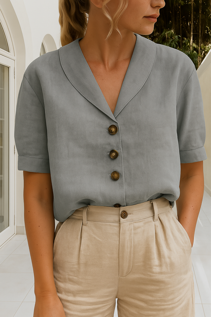 Women's V-Neck Blouse Shawl Collar