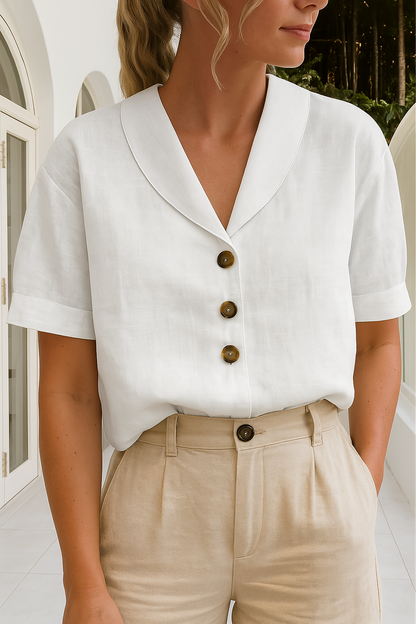 Women's V-Neck Blouse Shawl Collar - Vonnera