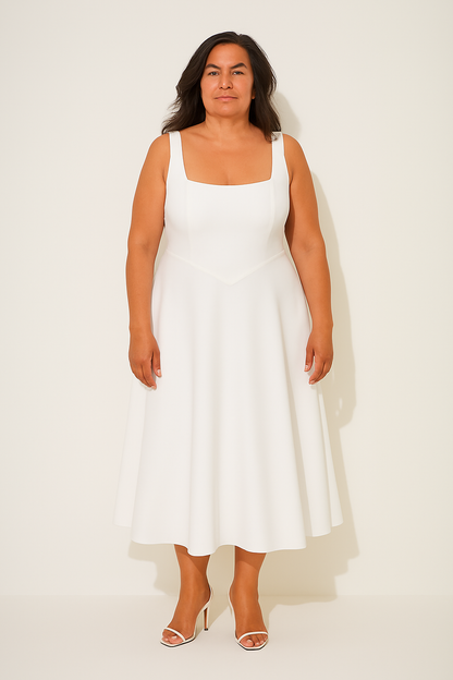 Women's Sleeveless Square Neck Midi Dress