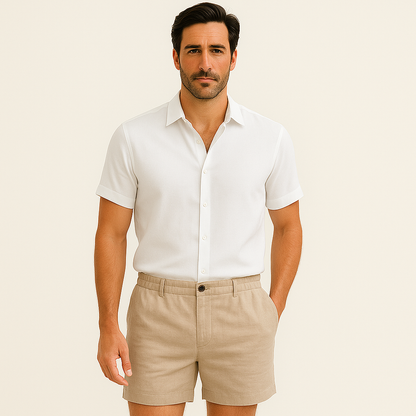 Linton Men's Linen Shorts Tailored Beige