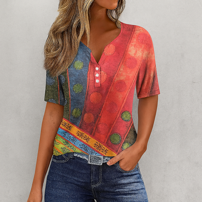 Women's V Neck T Shirt Soft Striped