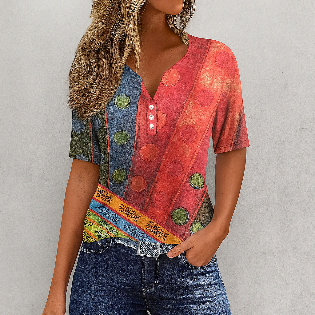 Women's V Neck T Shirt Striped Soft