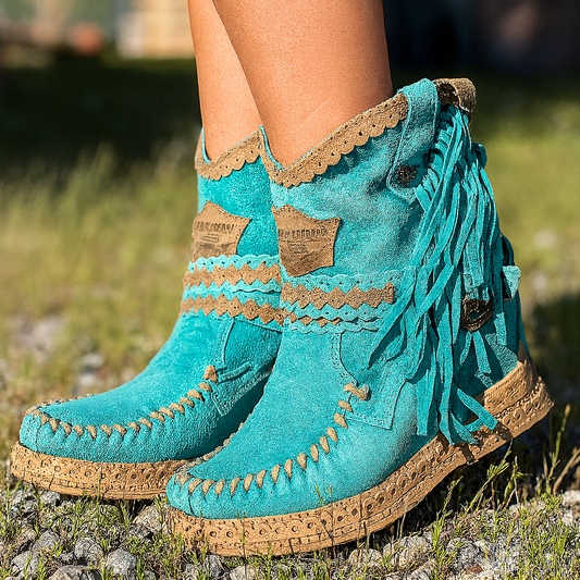 Women's Western Boots Fringed Brown - Vonnera