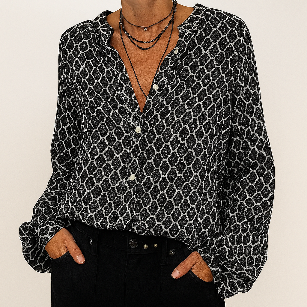 Women's V Neck Blouse Printed Elegant