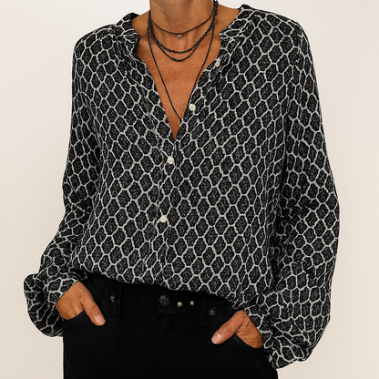 Women's V Neck Blouse Printed Elegant