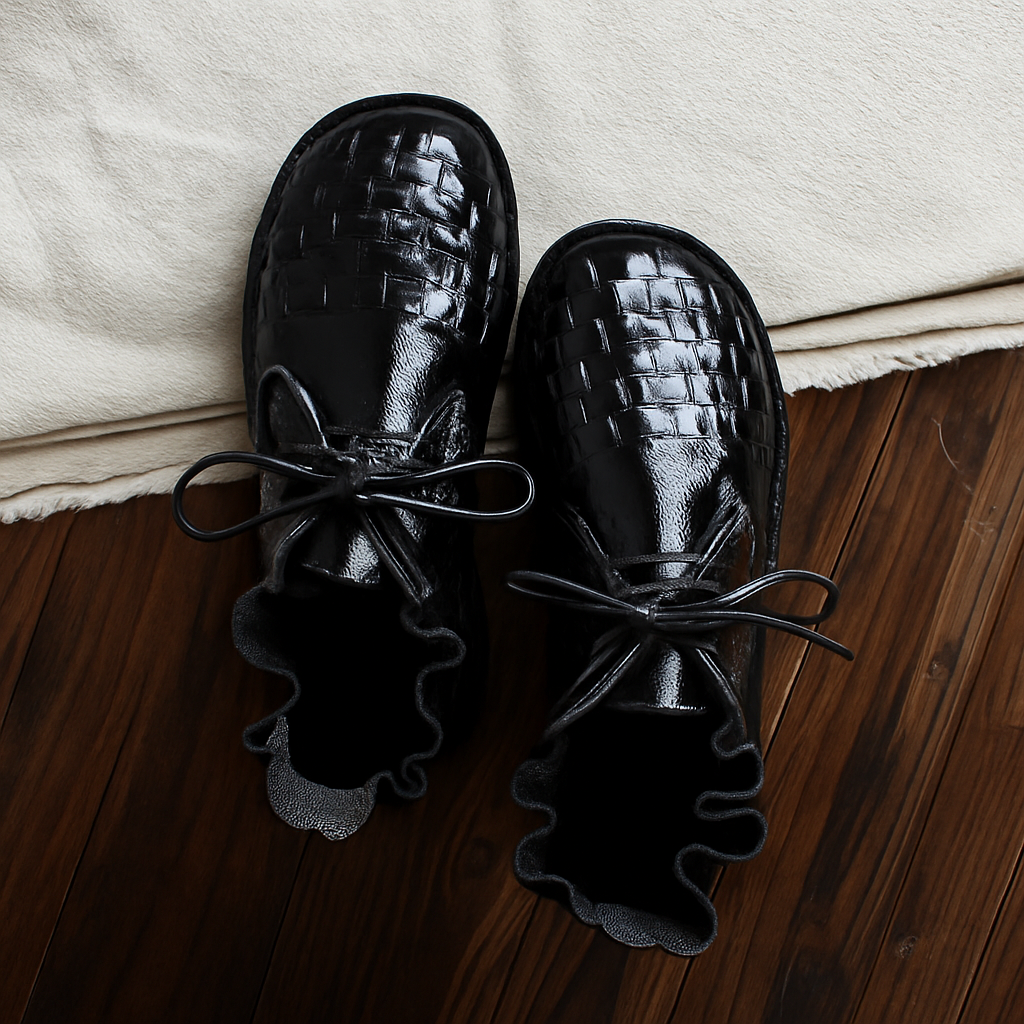 Mori Girl Cowhide Flat Shoes Handmade Brown - Vonnera