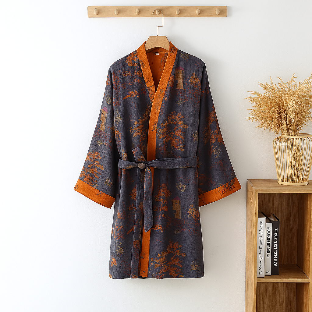 Men's Cotton Kimono Robe Lightweight - Vonnera