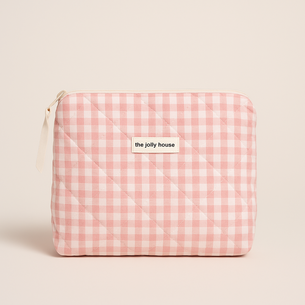Quilted Plaid Cosmetic Bag Organizer