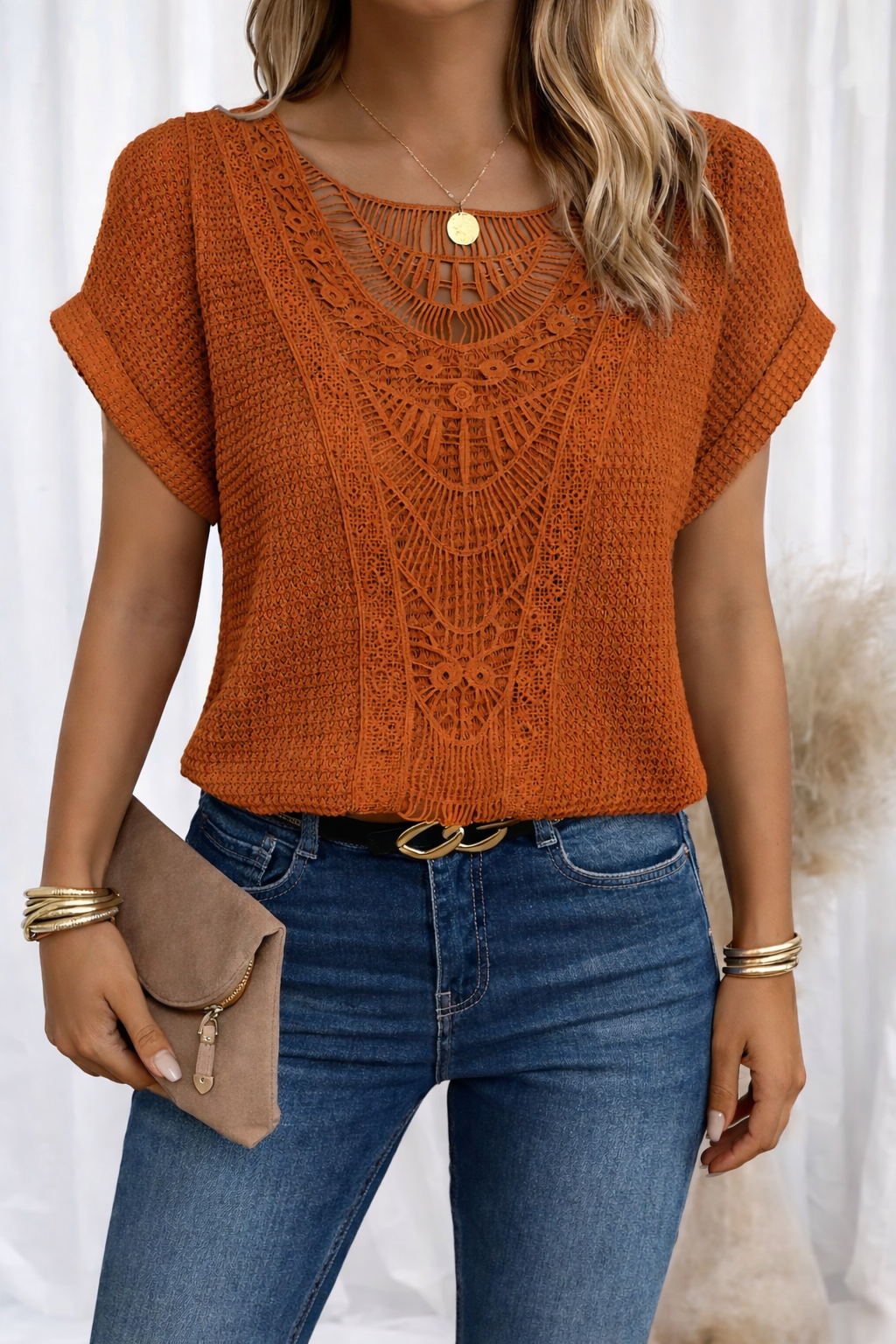 Women's Round Neck Lace Trim