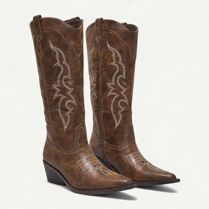 Women's Western Calf High Pointed Toe Boots