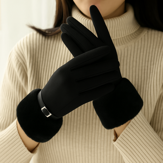 Selvano Women's Faux Suede Plush Gloves - Vonnera