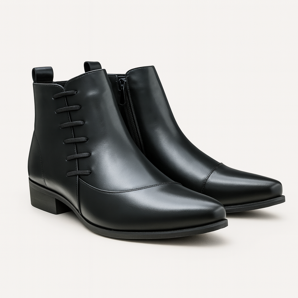 Men's Leather Chelsea Boots Polished Black - Vonnera