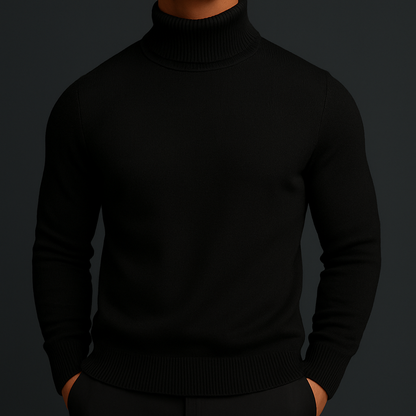 Men's Turtleneck Sweater Ribbed Hem