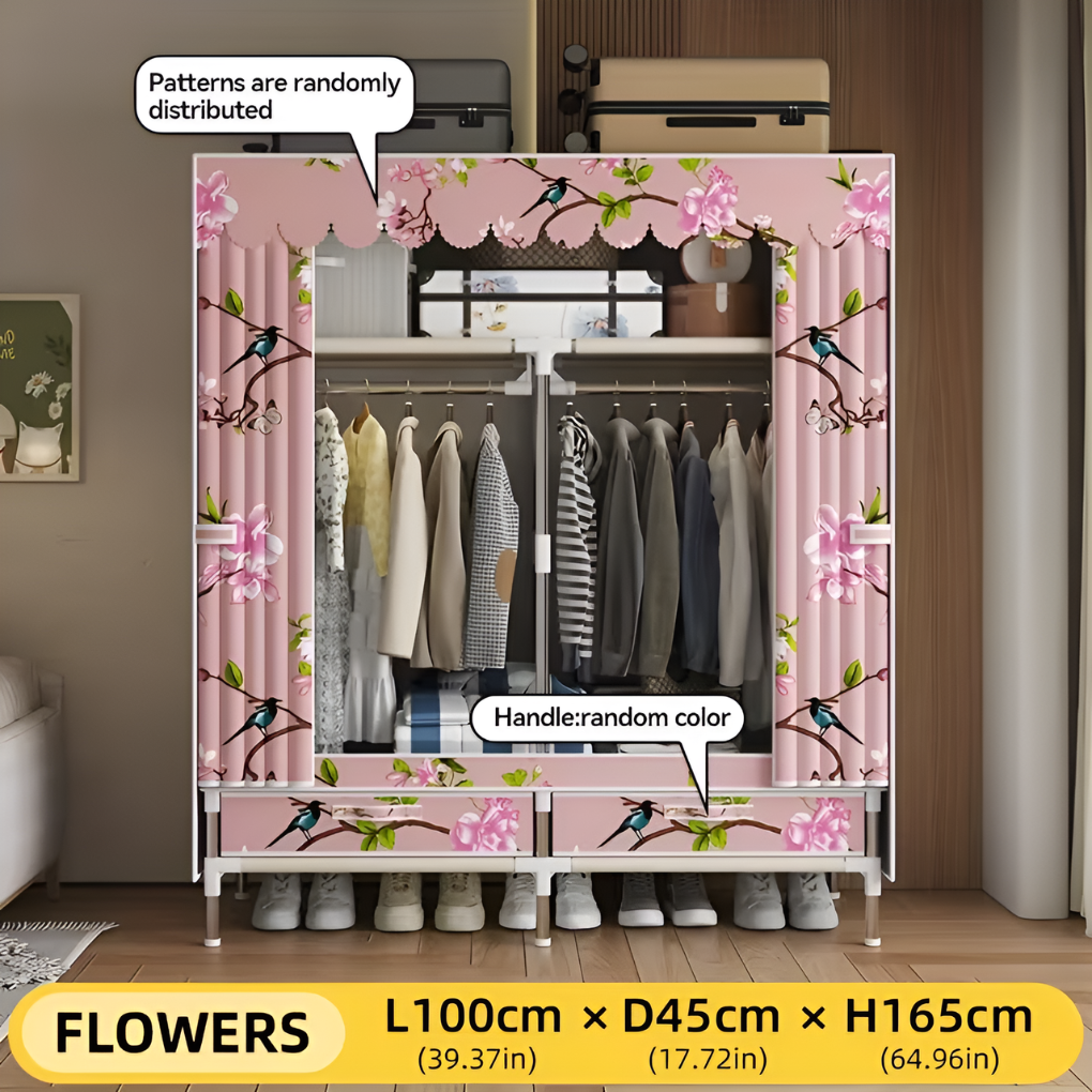 Closet Organizer Fabric Wardrobe with Storage Drawers - Vonnera