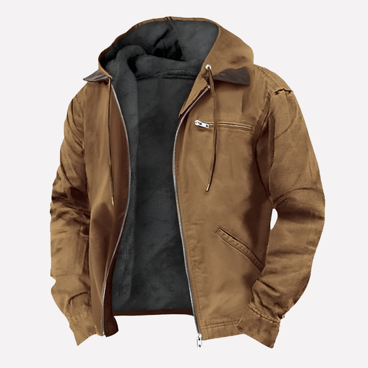 Men's Hooded Outdoor Jacket Zipper Pockets - Vonnera