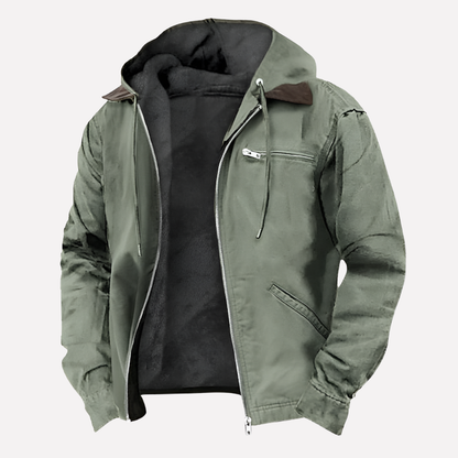 Men's Hooded Outdoor Jacket Zipper Pockets