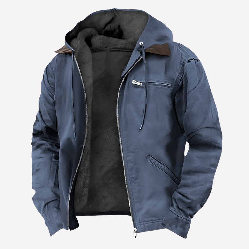 Men's Hooded Outdoor Jacket Zipper Pockets
