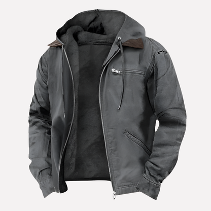Men's Hooded Outdoor Jacket Zipper Pockets