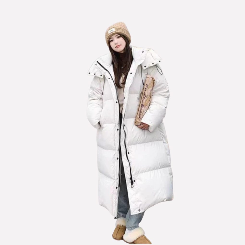 Women's Long Down Puffer Jacket With Hood - Vonnera