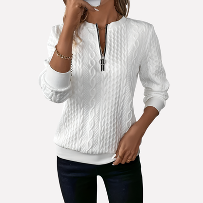 Women's Cable Knit Sweater Zipper Front - Vonnera