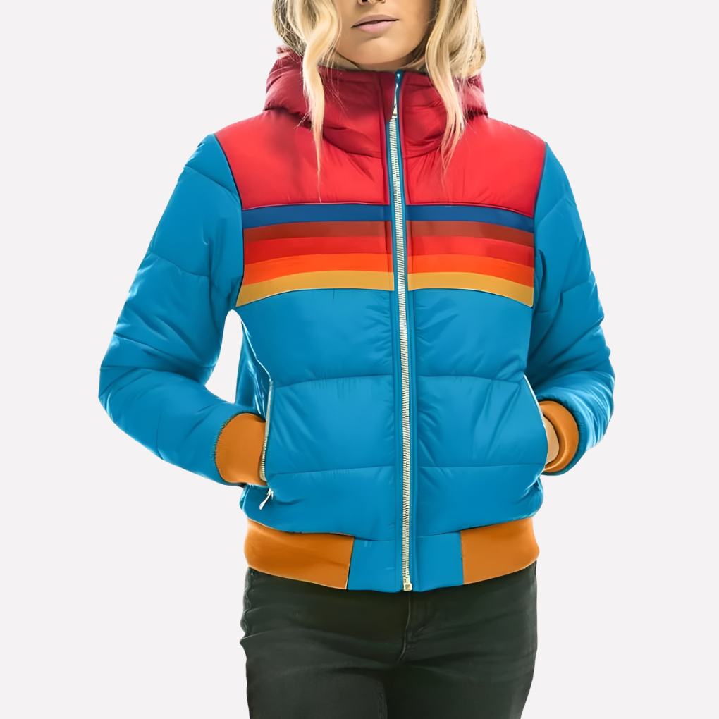Women's Quilted Hooded Zipper Jacket - Vonnera