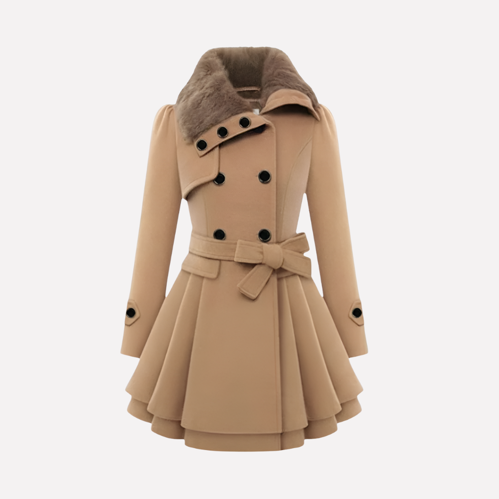Women's Winter Coat Button Front Belted - Vonnera