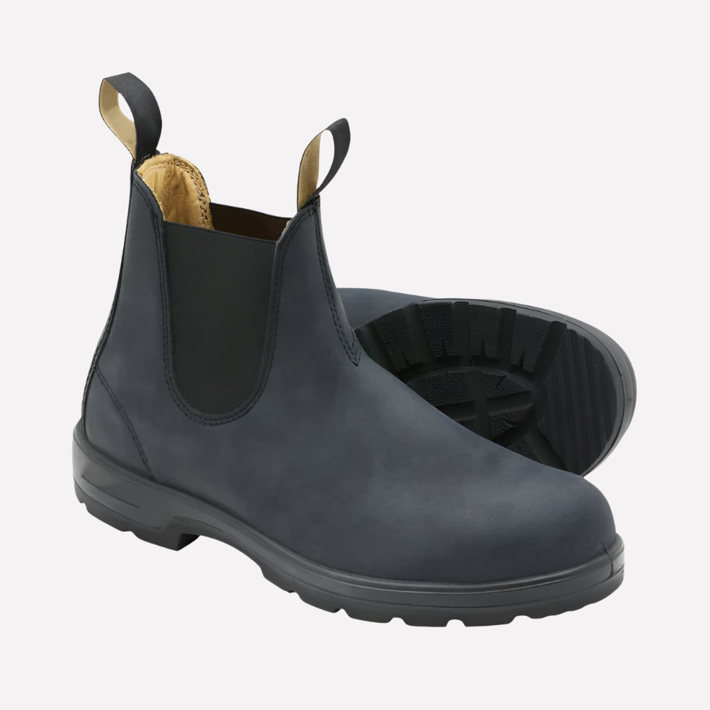Unisex Chelsea Boots Slip-On Leather Black - Vonnera