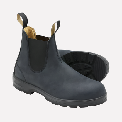 Unisex Chelsea Boots Slip-On Leather Black - Vonnera