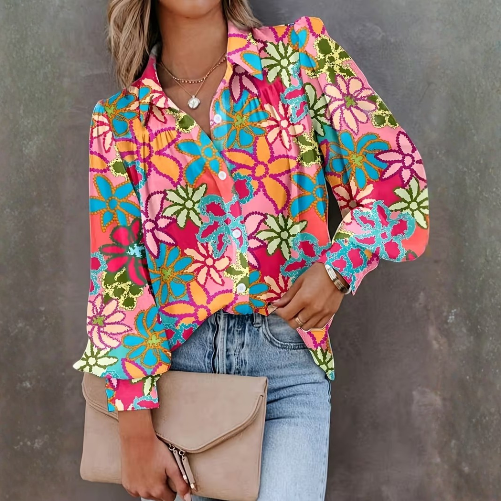 Women's Long Sleeve Floral Shirt - Vonnera
