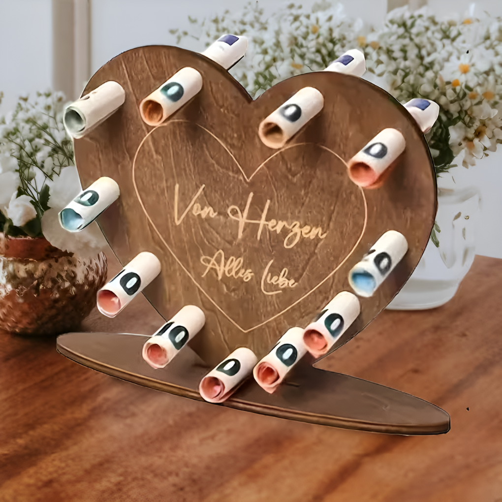 Wooden Heart Shaped Gift Box - Vonnera