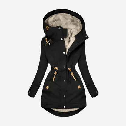 Women's Parka Lined Hood Drawstring Waist Jacket - Vonnera