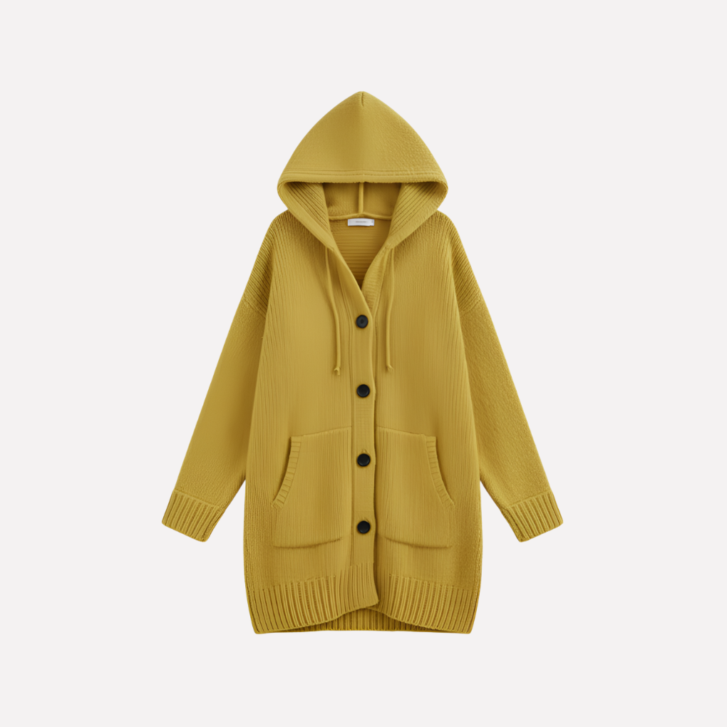 Women's Long Hooded Cardigan Sweater - Vonnera