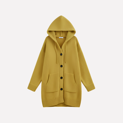 Women's Long Hooded Cardigan Sweater - Vonnera