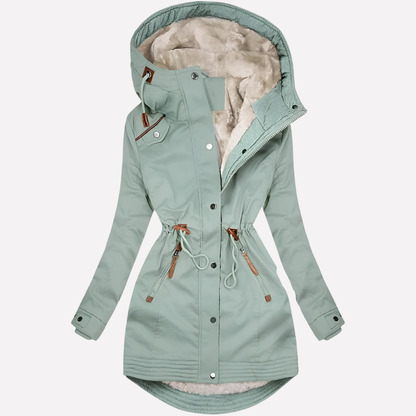 Women's Parka Lined Hood Drawstring Waist Jacket