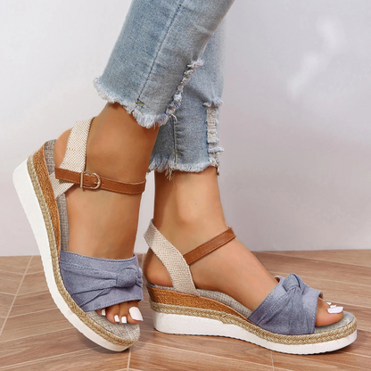 Women's Wedge Sandals Closed Toe Knot Design - Vonnera