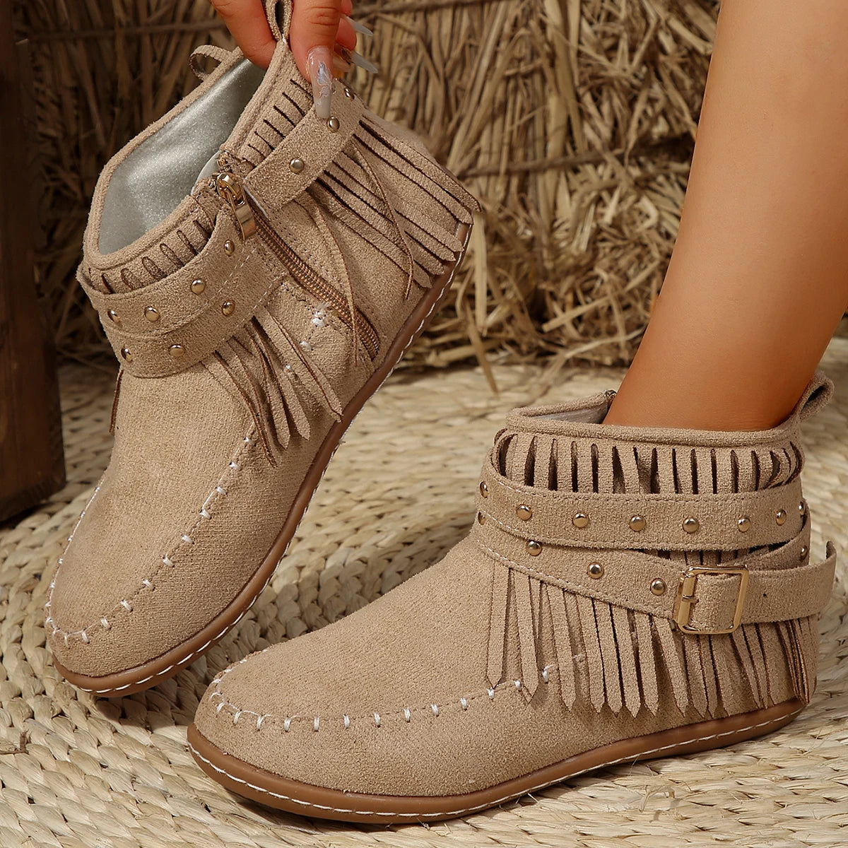 Women's Black Ankle Boots Buckle Comfortable - Vonnera
