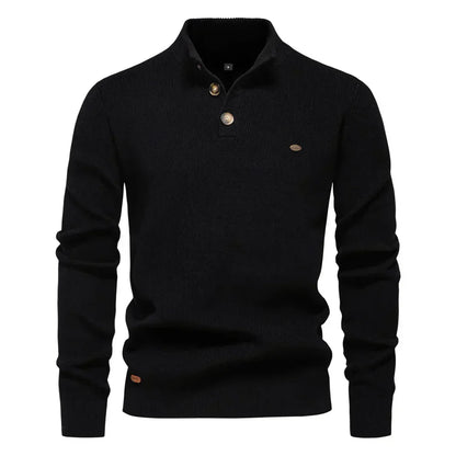 Men's Knitted Jumper Sweater Tailored Fit Button-Up