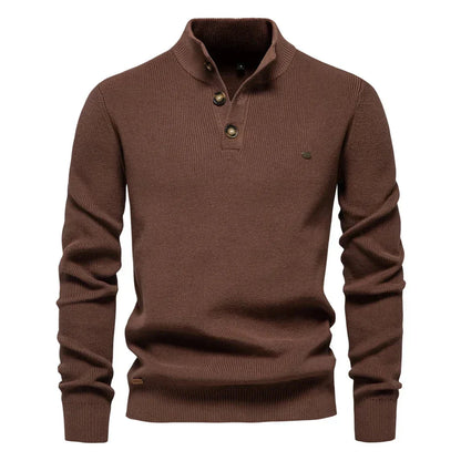 Men's Knitted Jumper Sweater Tailored Fit Button-Up