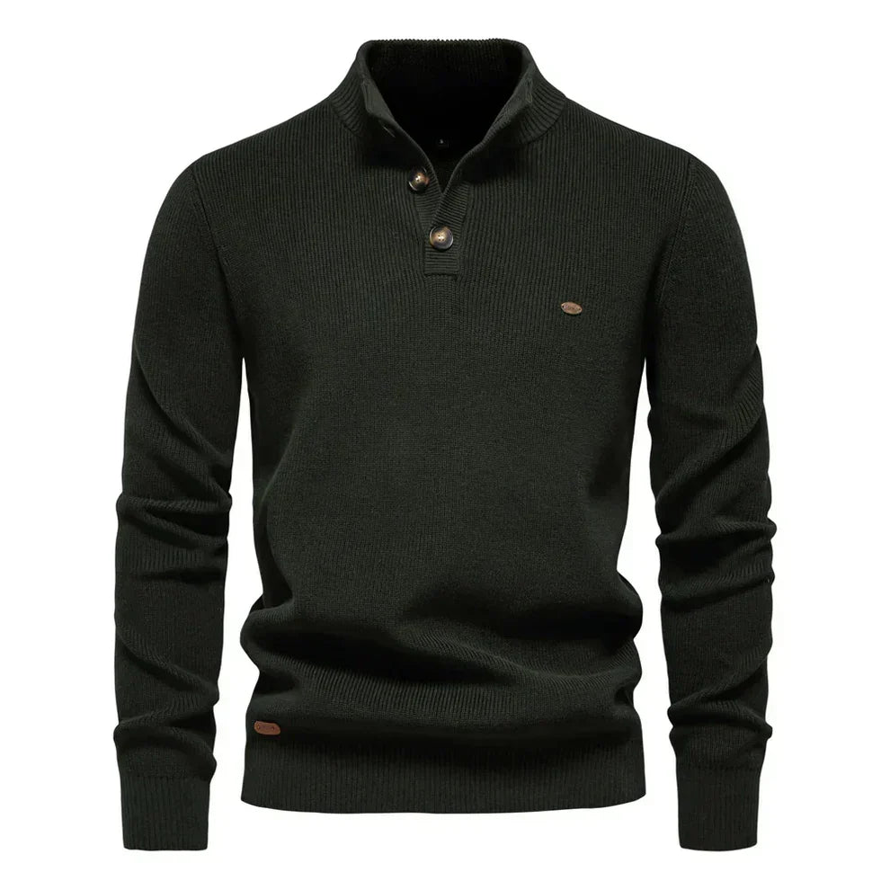 Men's Knitted Jumper Sweater Tailored Fit Button-Up