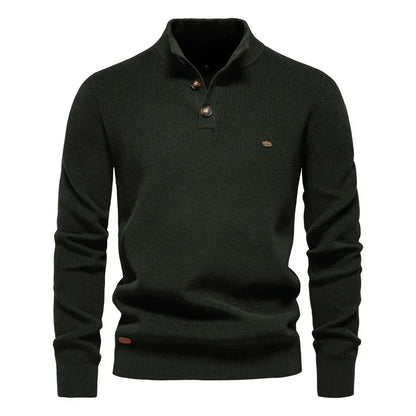 Men's Knitted Jumper Sweater Tailored Fit Button-Up