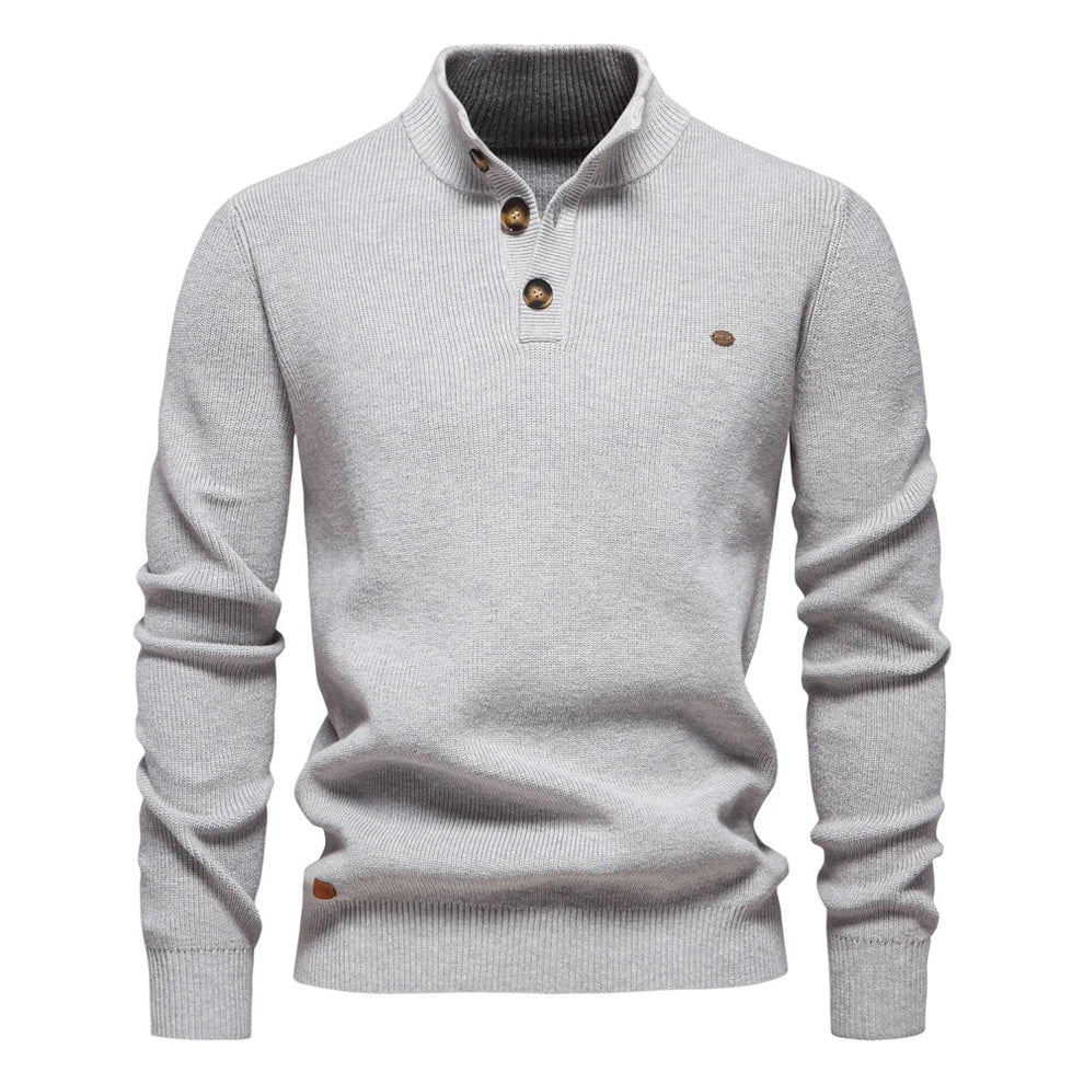 Men's Knitted Jumper Sweater Tailored Fit Button-Up
