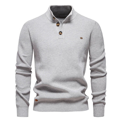 Men's Knitted Jumper Sweater Tailored Fit Button-Up