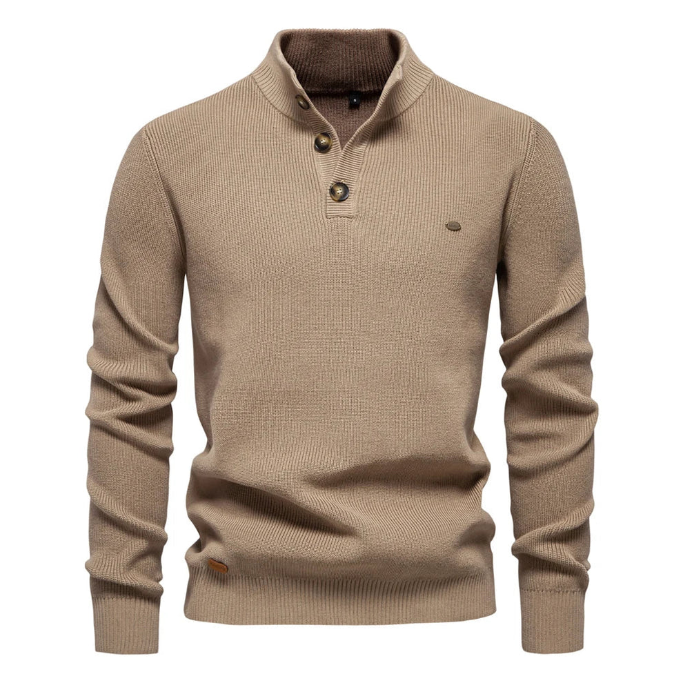 Men's Knitted Jumper Sweater Tailored Fit Button-Up - Vonnera