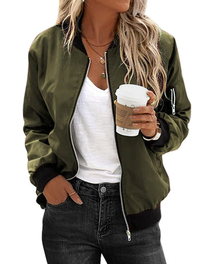 Women's Biker Jacket Leather Bomber Black