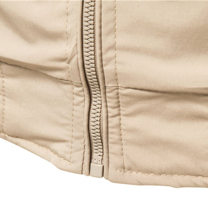 Men's Zip-Up Bomber Jacket Ribbed Collar