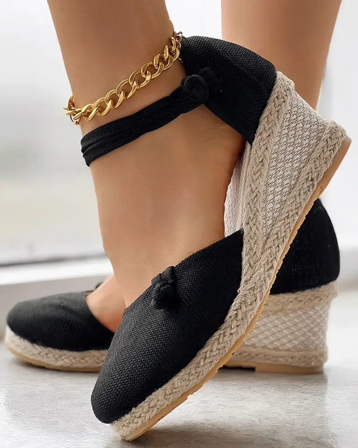 Women's Wedge Espadrille Sandals Comfortable Canvas Brown - Vonnera