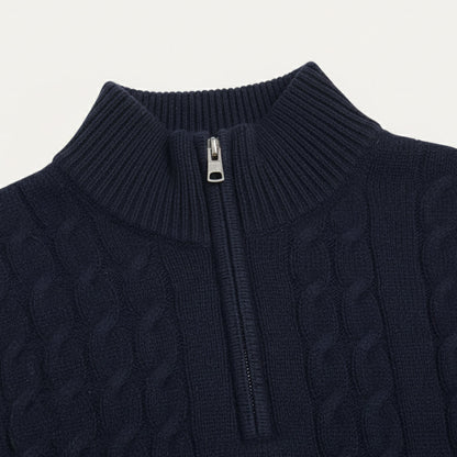 Men's Cable Knit Zipper Sweater