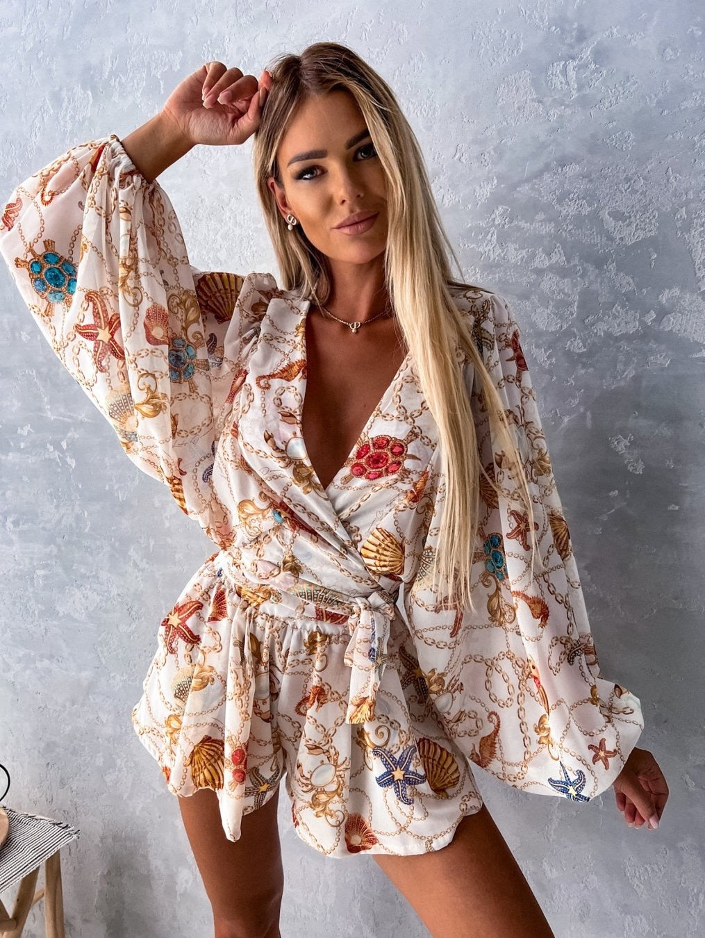 Women's Two-Piece Flowy Shorts Blouse Set